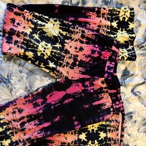 Shosho Women's Tie-Dye Wide Leg Pants - Pink, Yellow, Black
